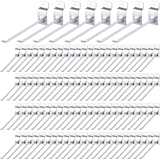 Moxweyeni 100 Pcs Heavy Duty Slatwall Panel Hooks Hanging Metal Slat Wall by Moxweyeni