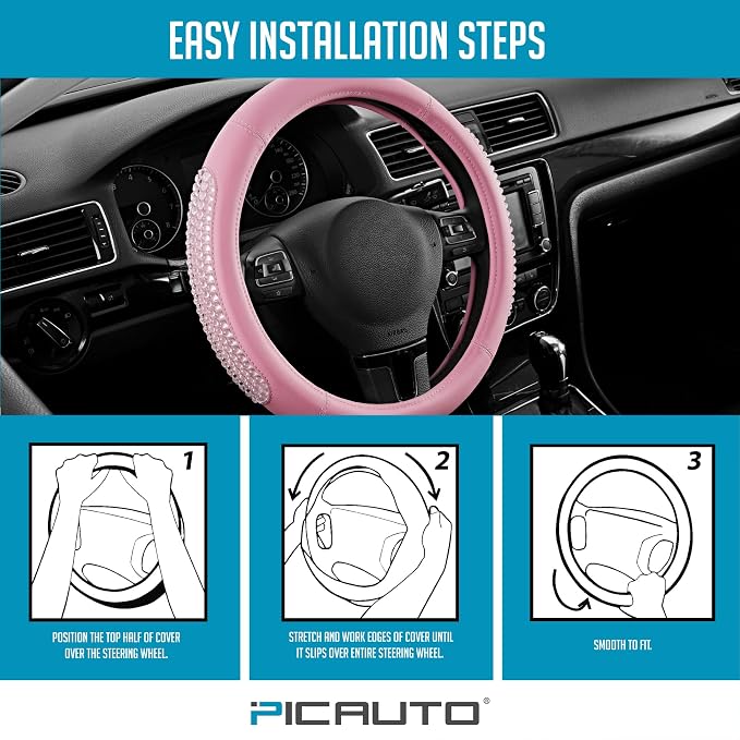 PIC AUTO Gel Particles Steering Wheel Cover, Universal Fit 14.5"-15.5" - Image 7