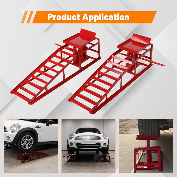 2 Pack Hydraulic Car Ramps 10, 000lbs/5T Capacity Low Profile Car Lift Service - Image 4
