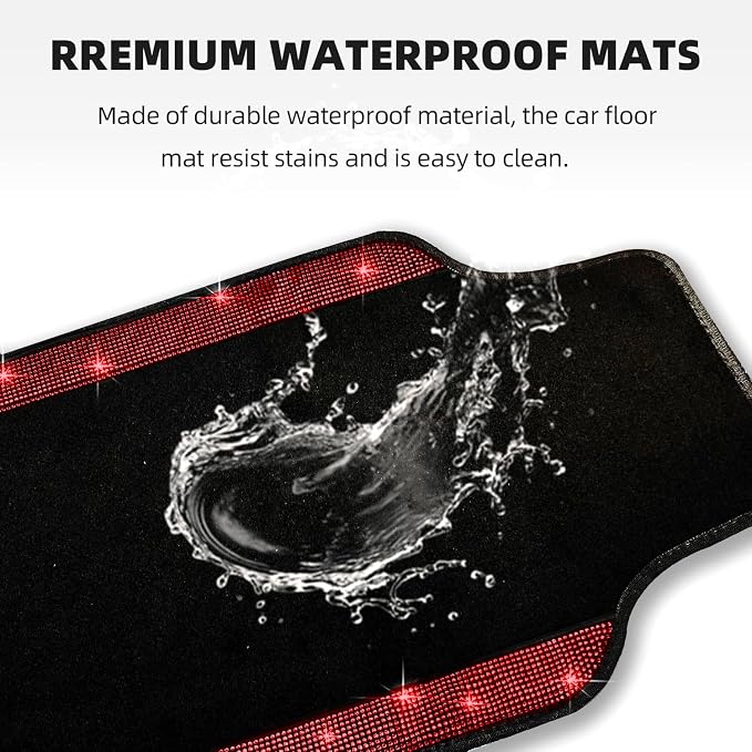 NBTEPEM Red Bling Car Floor Mats Full Set, Universal Fit Most Cars - Image 3