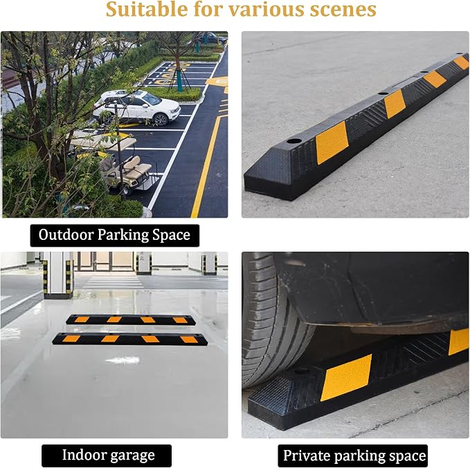 OrangeStar 72" Rubber Parking Curb, Heavy Duty Garage Floor Wheel Stopper - Image 5