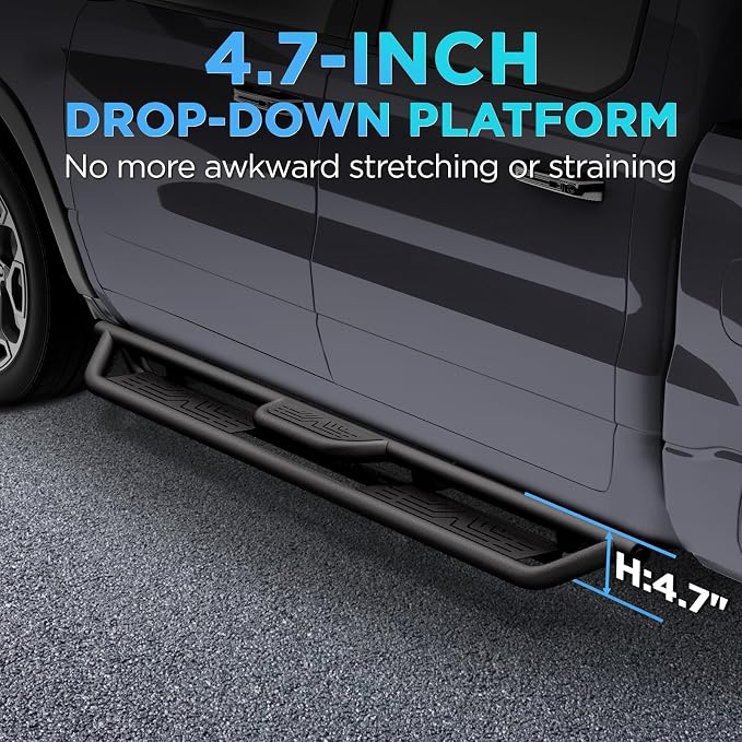 Running Boards Compatible with 2007-2018 Jeep Wrangle JK 4 Doors, Carbon Steel - Image 3