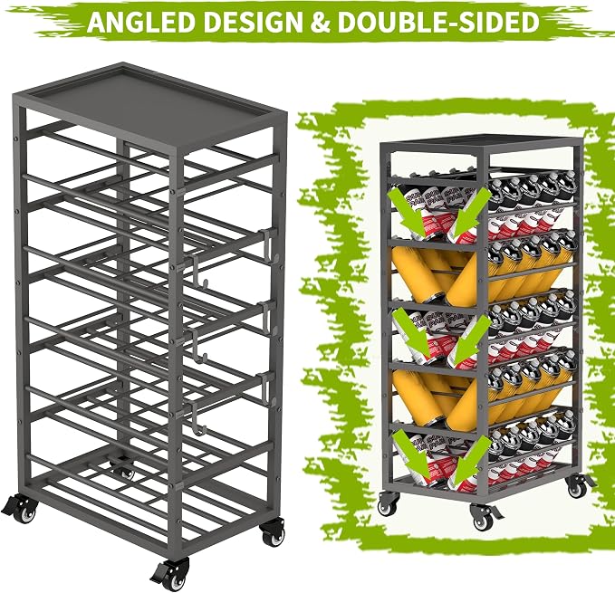 50 Spray Paint Storage Holder, Rolling Spray Can Storage Rack, Heavy Duty Paint - Image 4