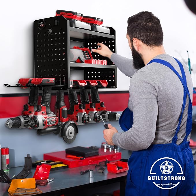 Power Tool Organizer-6 Drill Holder Wall Mount, 3 Tier Heavy-Duty Hand Tool - Image 8