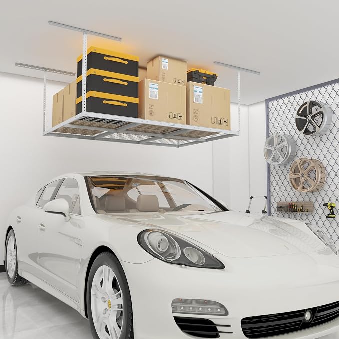 4x6ft Overhead Garage Storage Rack, Heavy Duty Metal Ceiling Shelf, 450lbs by eShelf