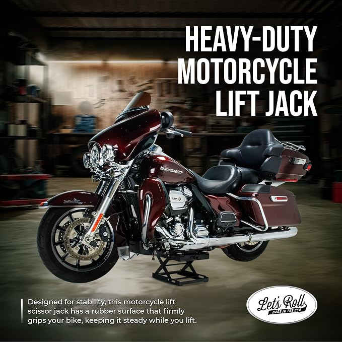 Let's Roll Standard Motorcycle Lift Jack - 1200 LB Heavy Duty Scissor Jack - Image 2