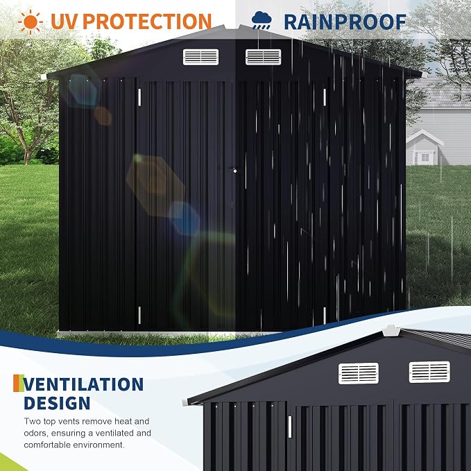 8x10 FT Metal Storage Sheds Outdoor, Metal Yard Sheds MetalGarden Shed Kit - Image 4