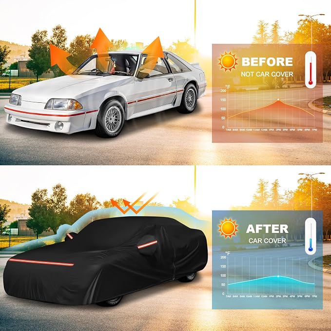 QUNSUNUS Waterproof Car Cover for Ford Mustang 1979-1993, Outdoor Car Covers - Image 6