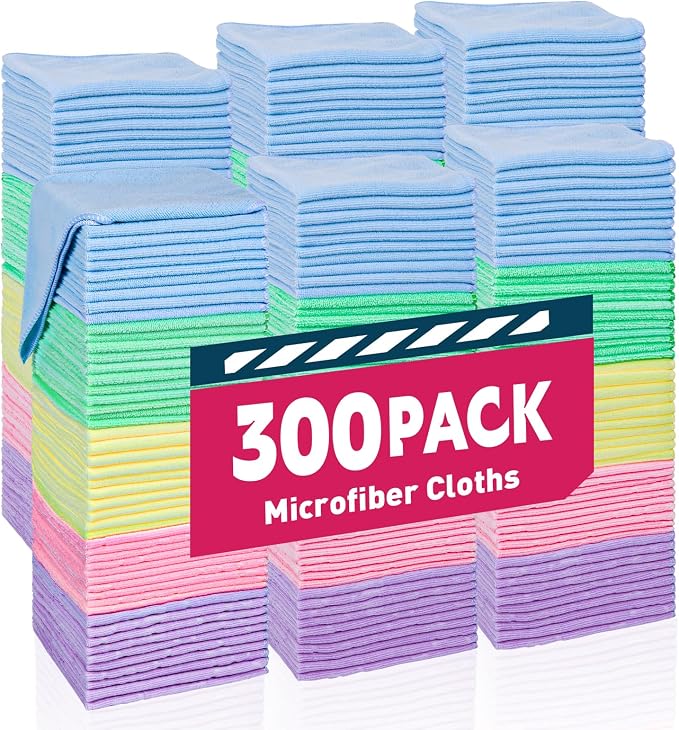 Microfiber Towels Bulk-300 Pack, Cleaning Cloths, Microfiber Towels by TEAWOO