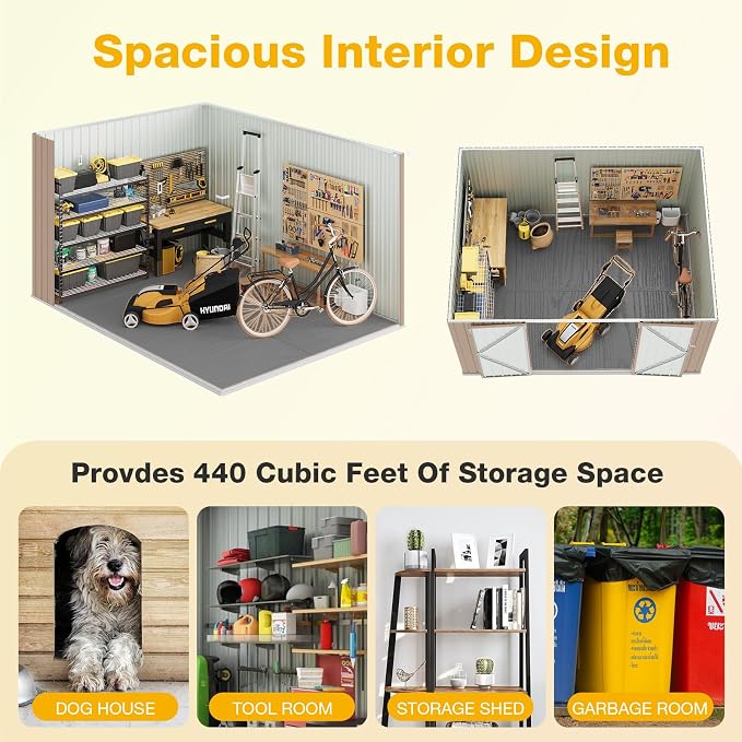 10x8 FT Outdoor Metal Storage Shed - Image 4