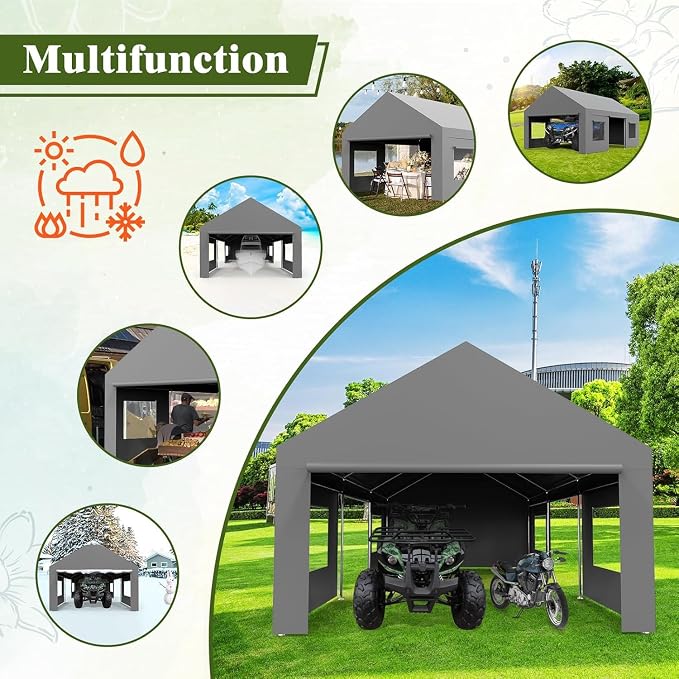 Heavy Duty Carport 13x20 FT Oversized Portable Garage - Image 3