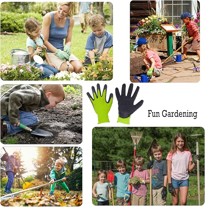 HANDLANDY 3 Pairs Kids Gardening Gloves Latex Free, Nitrile Coated Children - Image 6