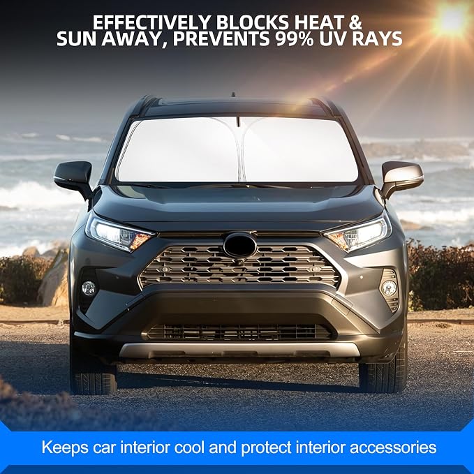 Windshield Sun Shade for Toyo-ta RAV4 2019-2025 Foldable Sunshade Custom Fit - Image 7