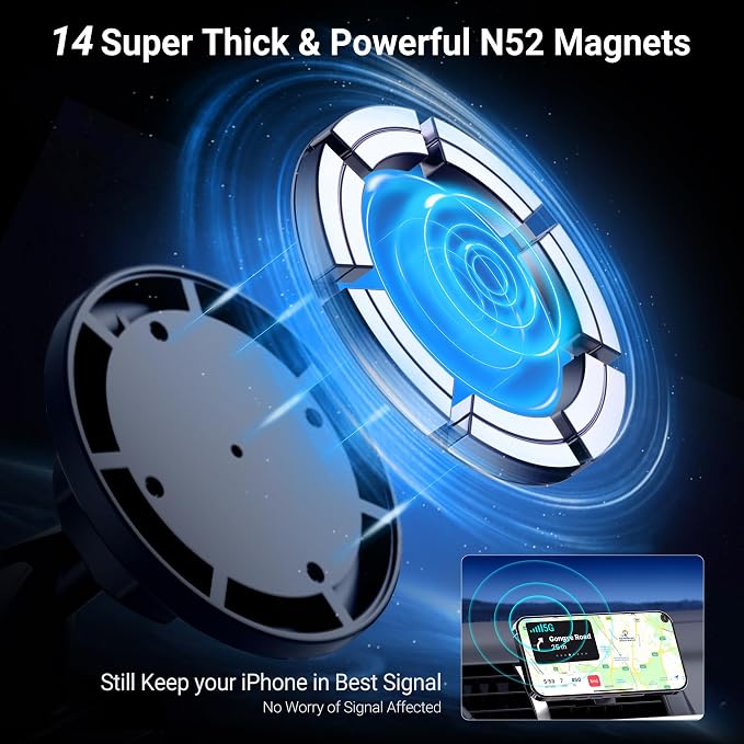 PROfezzion Suction Cup & Vent Clip Combo Magnetic Phone Holder Compatible - Image 2