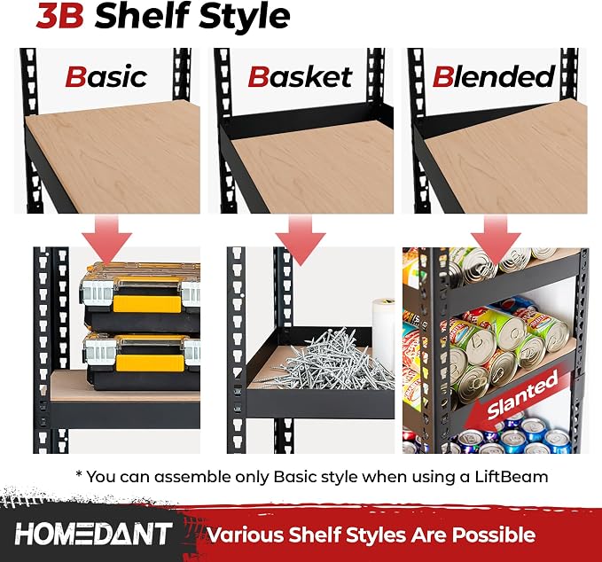 HOMEDANT 5 Tier Laminated Boltless Heavy Duty Garage Storage Adjustable Wide - Image 4