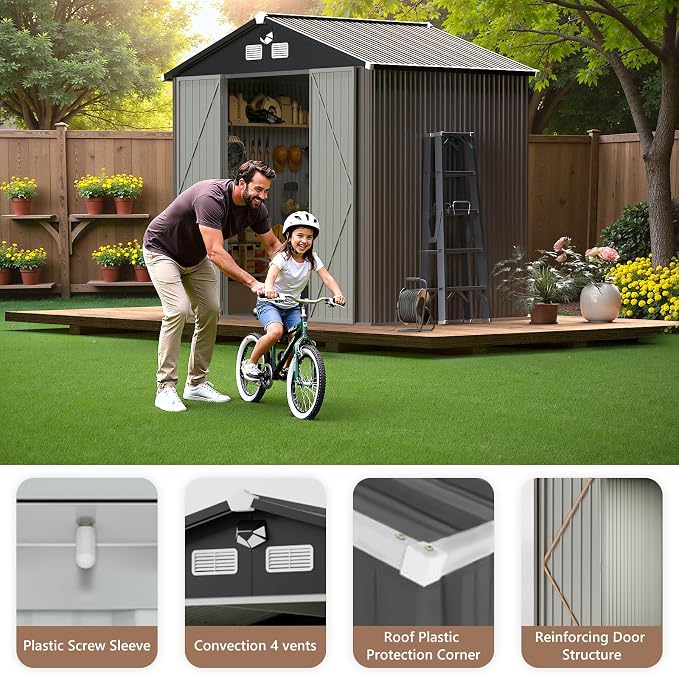 Outdoor Storage Shed 10x8 FT, Metal Tool Sheds, Waterproof Outside Storage Shed - Image 7