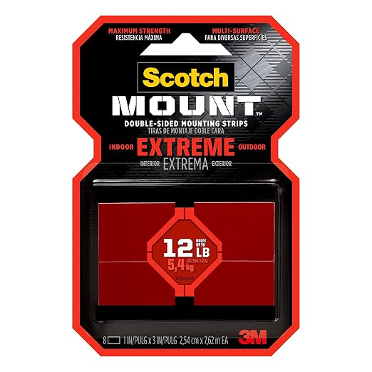 Scotch Extreme Mounting Strips, Double-Sided Heavy Duty Tape, 8 Strips by Scotch-Mount