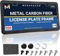 Premium Slim Carbon Fiber Design License Plate Frame – 1 Pack, Rust-Free by MegaRacer