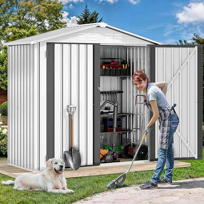 DWVO 6x4ft Metal Outdoor Storage Shed, Waterproof Tool Shed Heavy-Duty Storage - Image 2