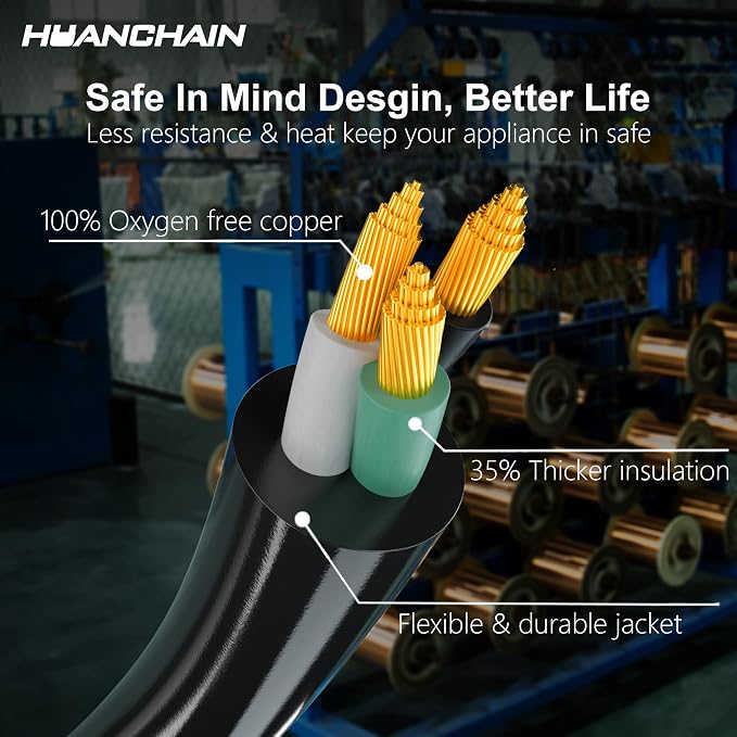 HUANCHAIN Black Outdoor Extension Cord 100 FT Waterproof, Flexible 16/3 Gauge - Image 2