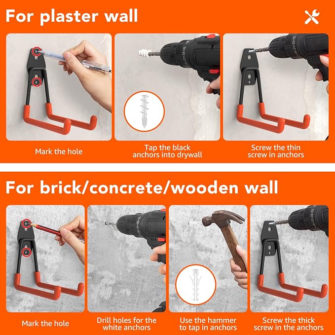 32 Pack Garage Hooks with Anti-Slip Coating Heavy Duty Wall Mount Hooks - Image 5