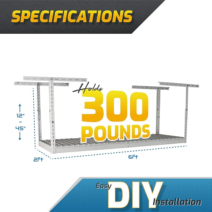 MonsterRax Overhead Garage Storage Rack 2 x 6 Ceiling Rack - Image 4