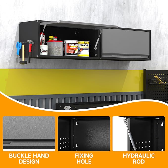 Metal Garage Wall Cabinet with Doors Side with Holes, 13.8" H 1 Door Small Wall - Image 5