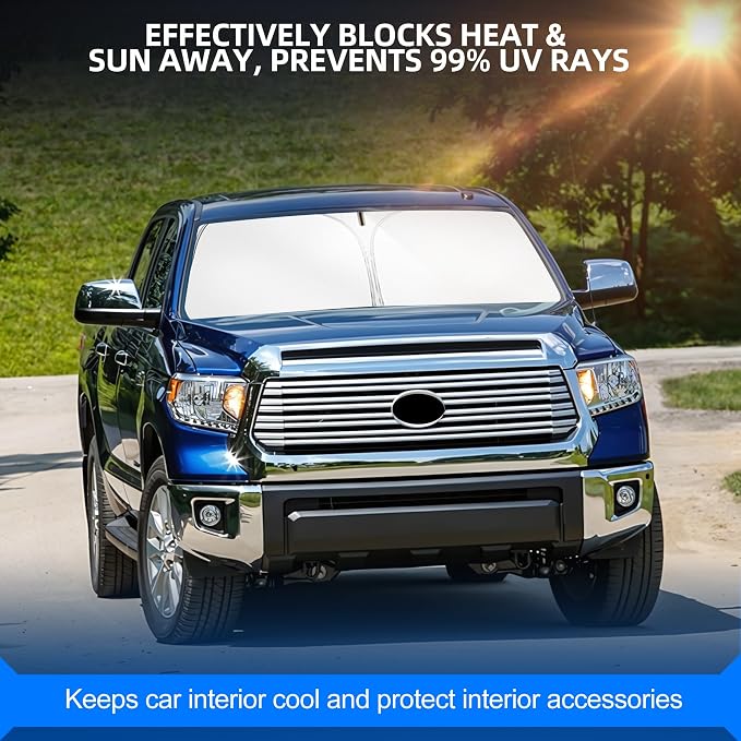 Windshield Sun Shade for Toyo-ta Tundra 2007-2021 Foldable Sunshade Custom Fit - Image 7