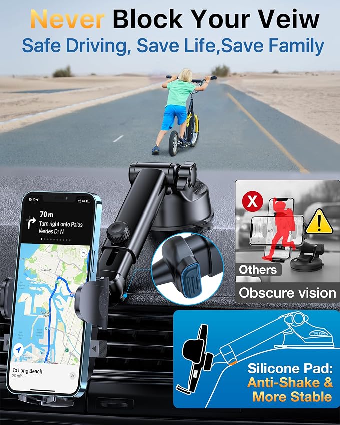 YRU Car Phone Holder Mount, Dashboard Cell Phone Holder - Image 4