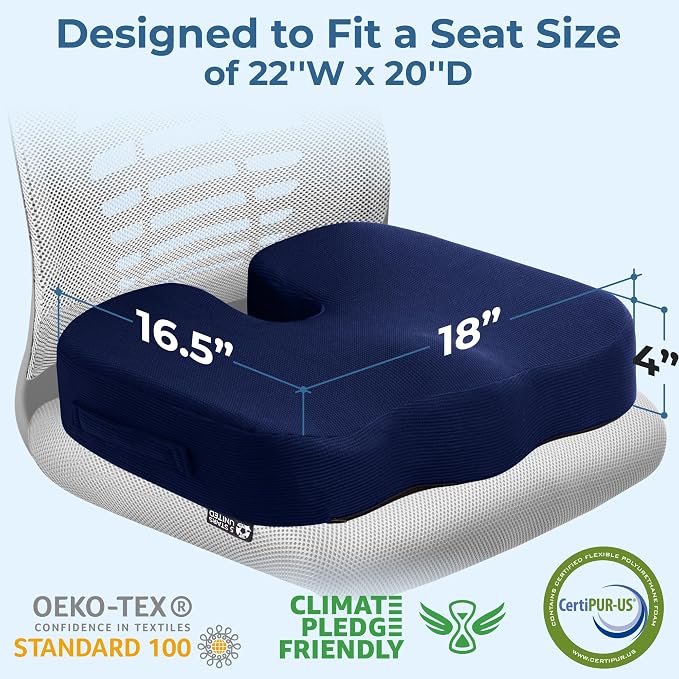5 STARS UNITED Seat Cushion for Tailbone Pain Relief – Large Memory Foam - Image 5