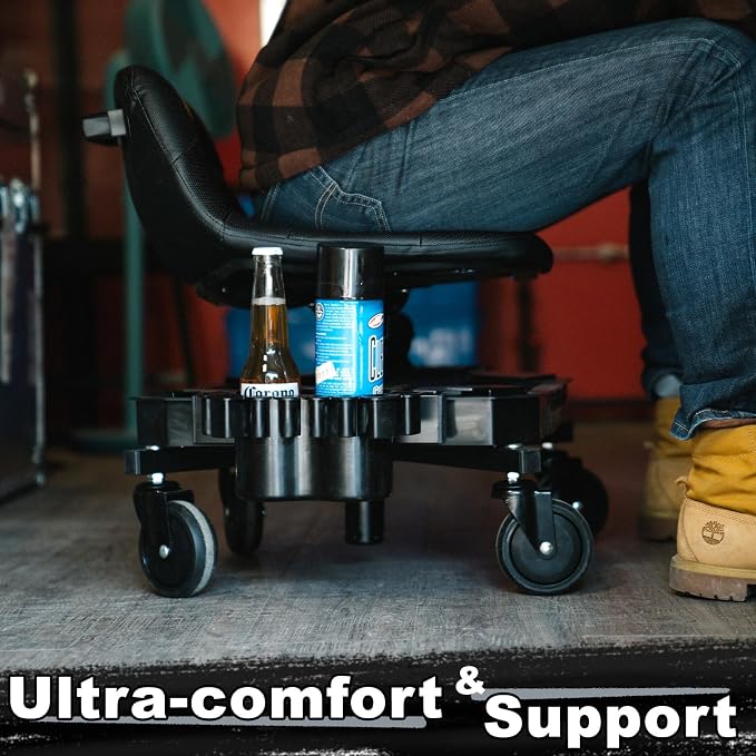 Rolling Stool with Wheels, Adjustable Height Pneumatic Garage Work Mechanic - Image 8