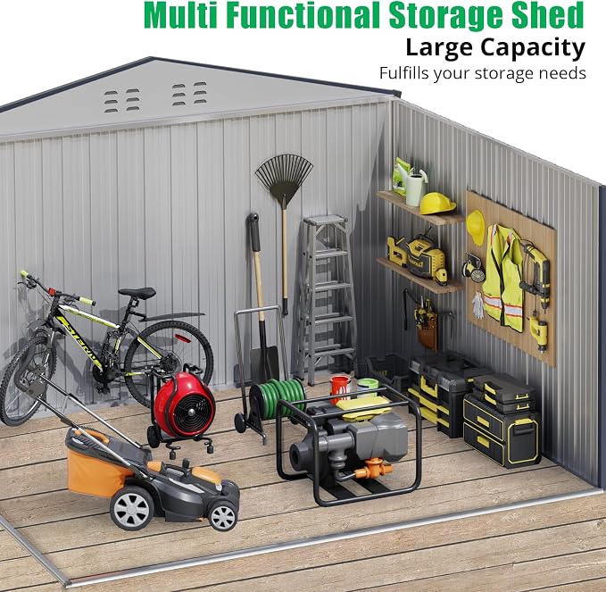 Outdoor Storage Shed 12 x 10 Ft, Outdoor Tool Metal Shed - Image 4