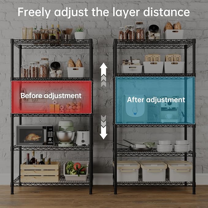 SINGAYE 5 Garage Heavy Duty Shelving Unit Kitchen Pantry Close Home Organizers - Image 5