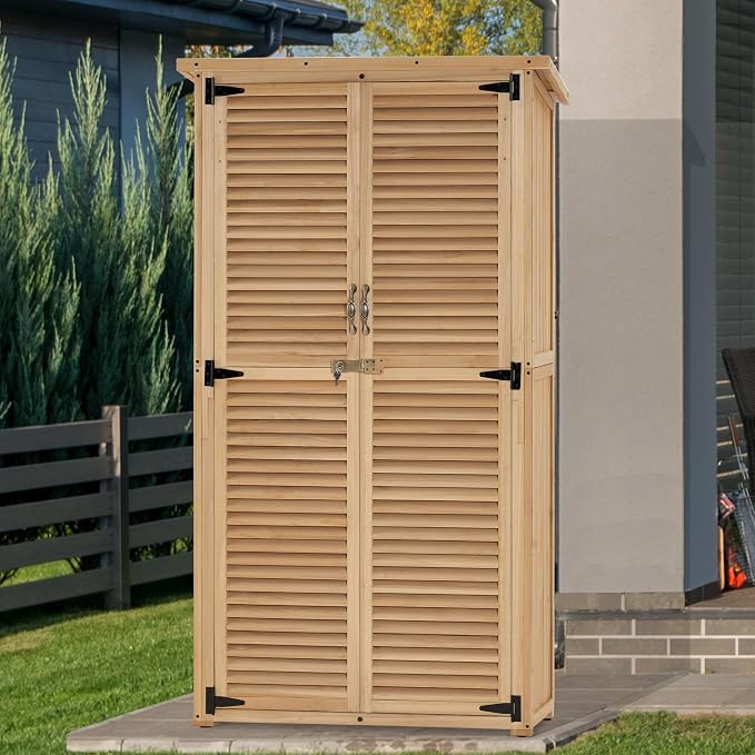 MCombo Outdoor Storage Cabinet, Wooden Storage Shed - Image 2