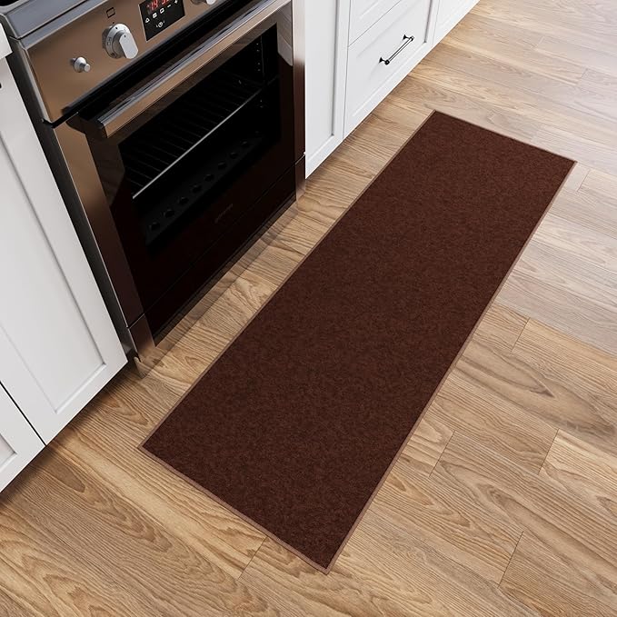 Ottomanson Hallway Runner Rug 20" x 59" Non Slip Solid Area Rugs Easy to Clean by Ottomanson