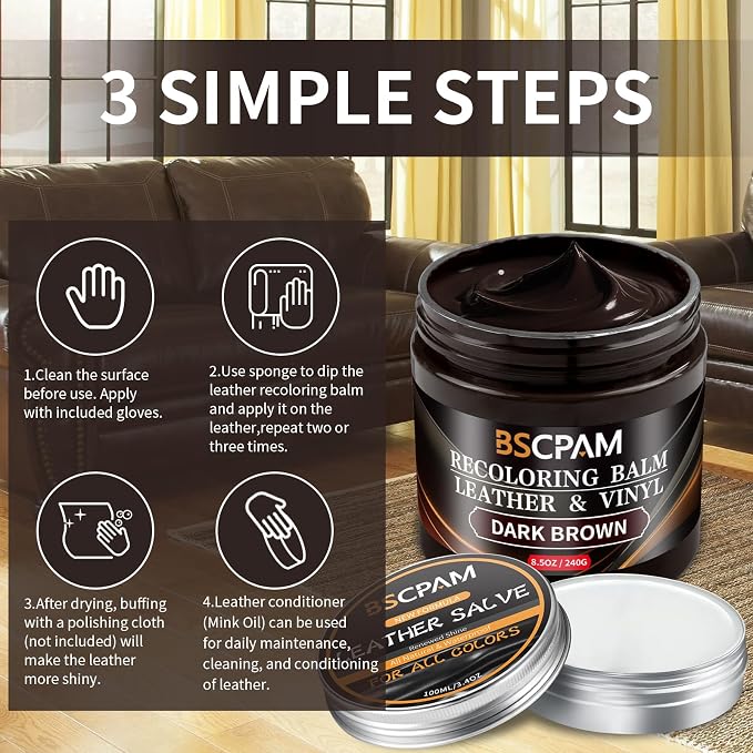 Dark Brown Leather Recoloring Balm - Image 5