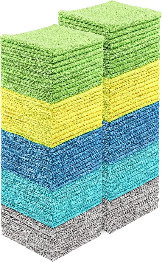 HOMEXCEL Microfiber Cleaning Cloths 100 Pack, Highly Absorbent Microfiber Towels by HOMEXCEL