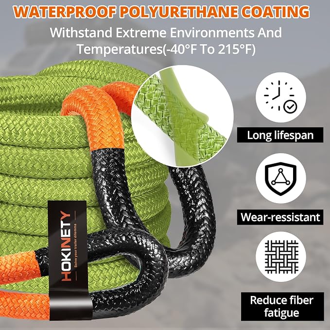 Kinetic Recovery Tow Rope 1-1/8" x30ft Offroad Snatch Strap 48000lbs Heavy Duty - Image 4