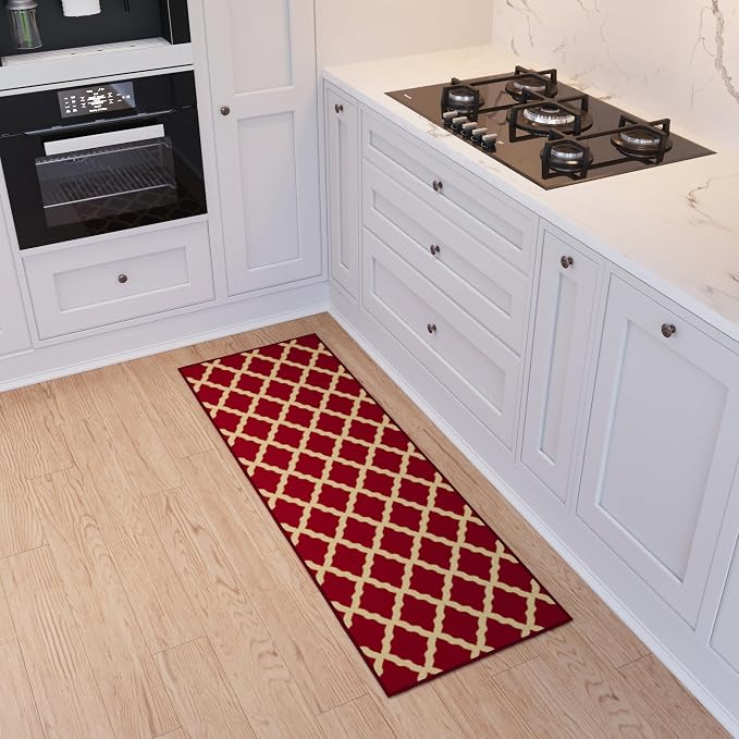 Ottomanson Hallway Runner Rug 20" x 59" Non Slip Trellis Area Rugs Easy to by Ottomanson