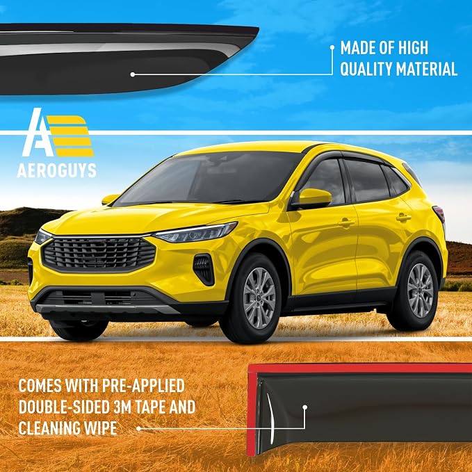 Extra Durable Window Deflectors Tape-On Window Visors Rain Guards Fit - Image 6