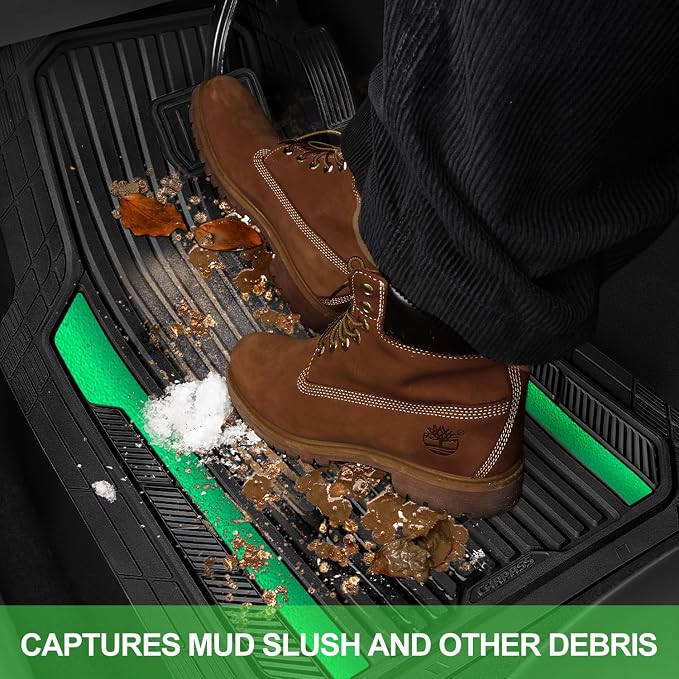 CAR PASS Heavy Duty Rubber Car Mats Metallic, Aluminum Film All Weather Floor - Image 7