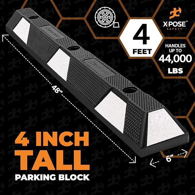 Xpose Safety 48" Heavy Duty Rubber Parking Stopper – 10 Pack Wheel Blocks - Image 3