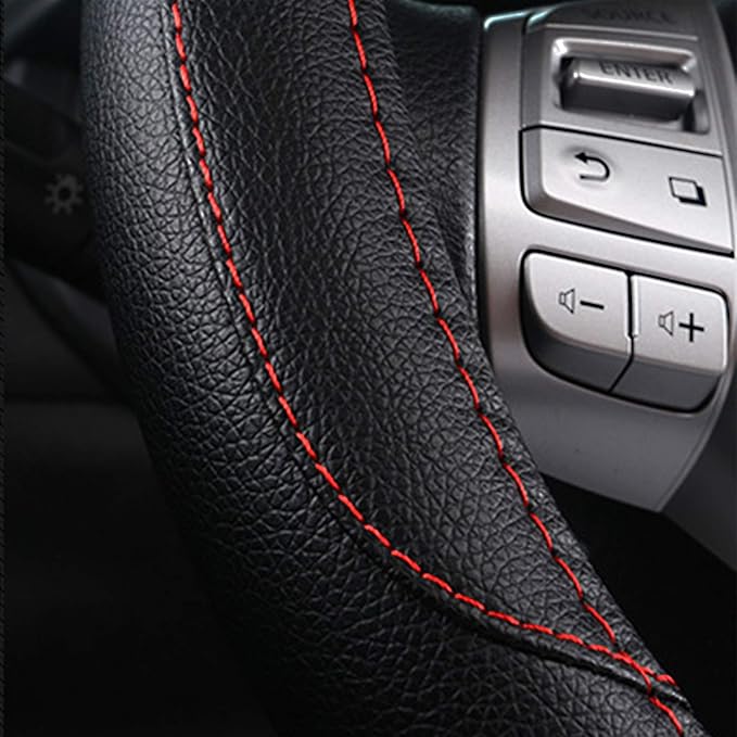 Leather Car Steering Wheel Cover, Non-Slip Car Wheel Cover Protector Breathable - Image 4