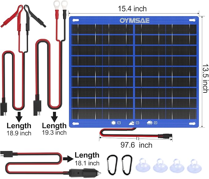 OYMSAE 30W 12V Solar Panel Battery Charger Portable Waterproof Power Trickle - Image 2