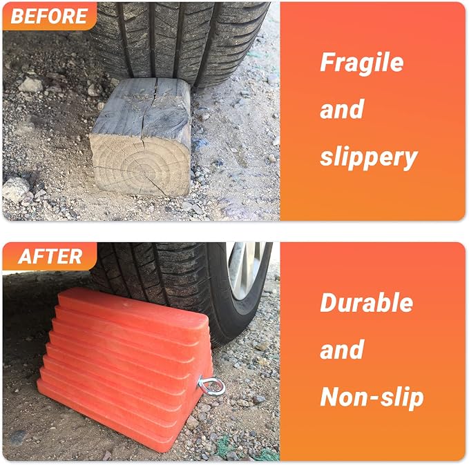 2 Packs Wheel Chocks Heavy Duty Orange - Image 6