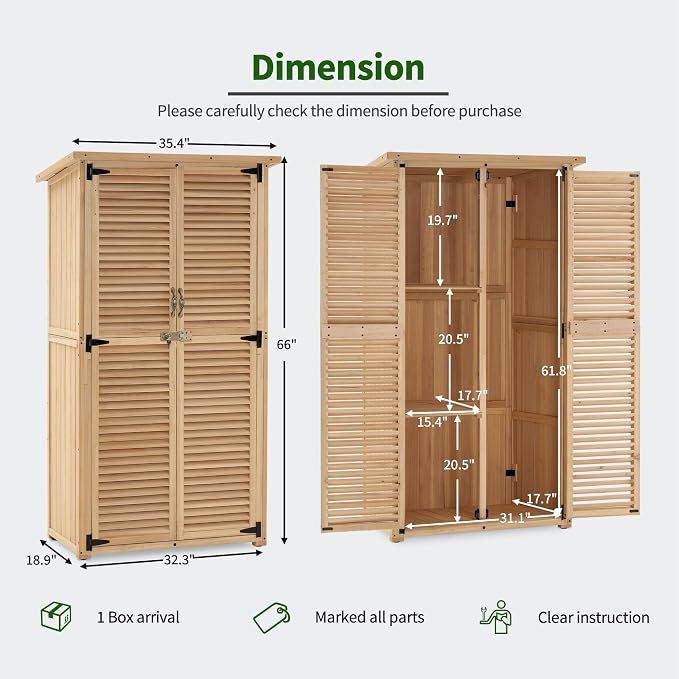 MCombo Outdoor Storage Cabinet, Wooden Storage Shed - Image 3