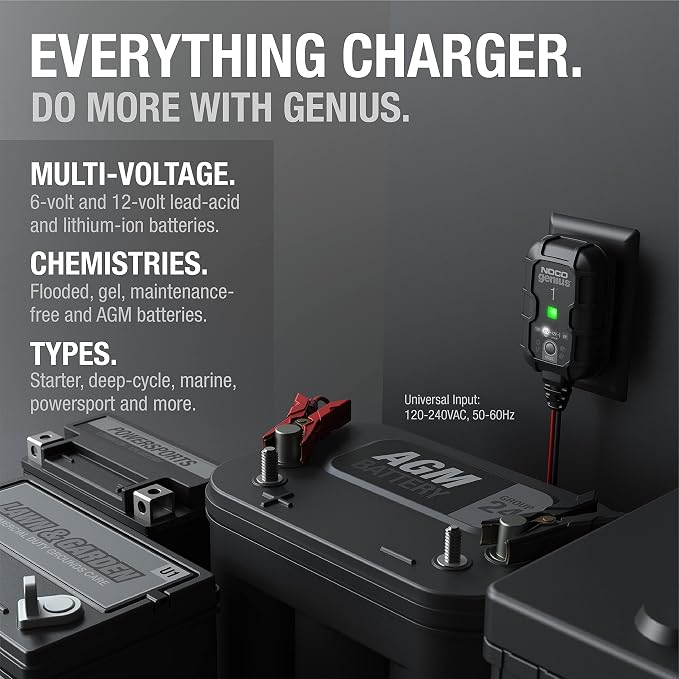 NOCO GENIUS1: 1A 6V/12V Smart Battery Charger – Automatic Maintainer, Trickle - Image 5
