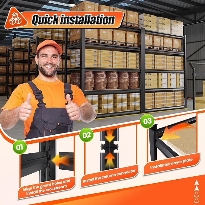 72" H*36'' Storage Shelves 2500lbs Garage Shelving, Adjustable Heavy Duty - Image 6