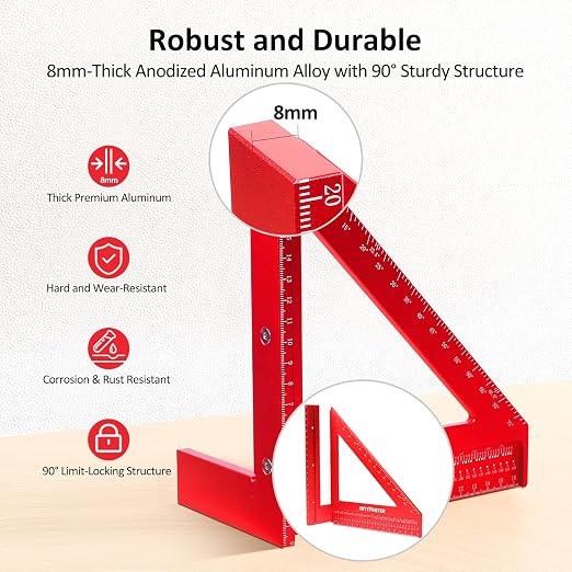 200mm 3D Multi-Angle Measuring Square Ruler, WT103D High Precision Hole - Image 5