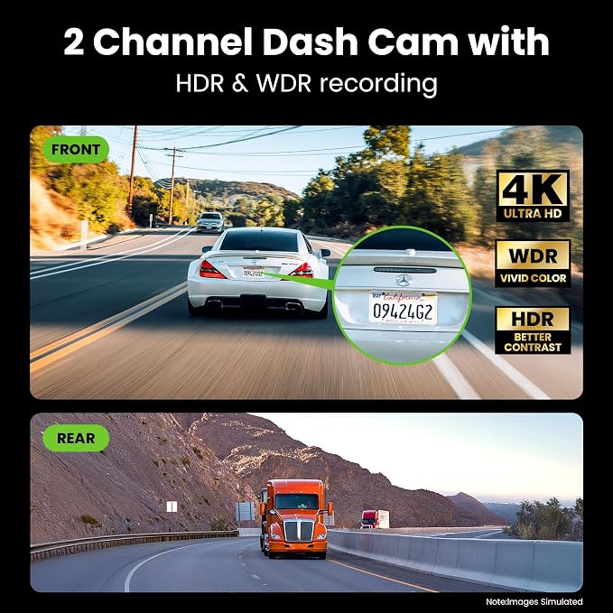 GEARit 4K Dual Dash Cam Front and Rear Camera - Image 2